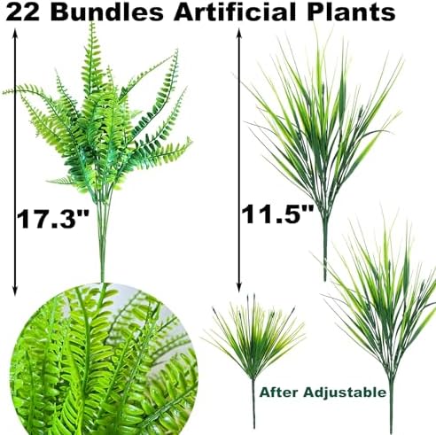 22 Bundles Artificial Plants for Outdoor Decor