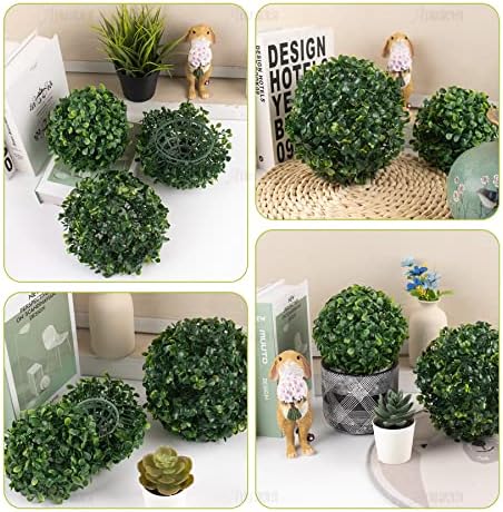 AUEAR Artificial Boxwood Topiary Balls 6 Inch 7 Inch 2 Pack