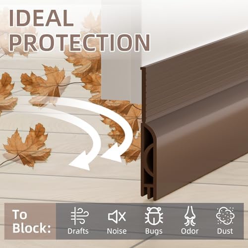 Door Draft Stopper with Adhesive Backing 39 Inches Brown