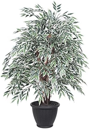 Vickerman 4 Foot Artificial Variegated Smilax Bush with Decorative Container