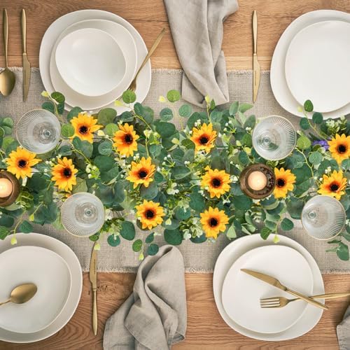 Uieke 2 Pack Artificial Sunflower Garland 6ft