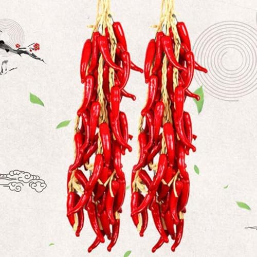 2 Strings Artificial Chili Pepper Hanging Decor