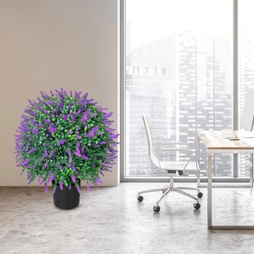 WAYNHUI Artificial Lavender Topiary Ball Trees Set of 2