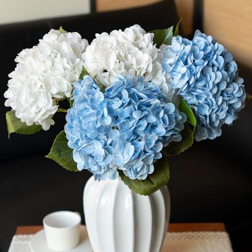 3PCS 22 Inch Realistic Artificial Hydrangea Flowers Blue