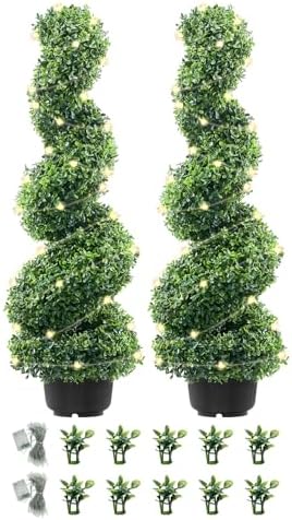 FutureNest Artificial Boxwood Topiary Trees 3ft 2 Piece Set
