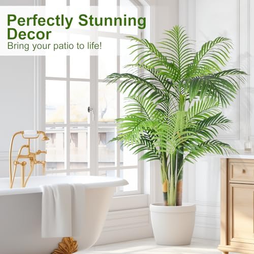 5ft Triple Golden Cane Palm Artificial Tree in Pot