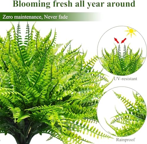 UV Resistant Lifelike Artificial Boston Fern Set of 2