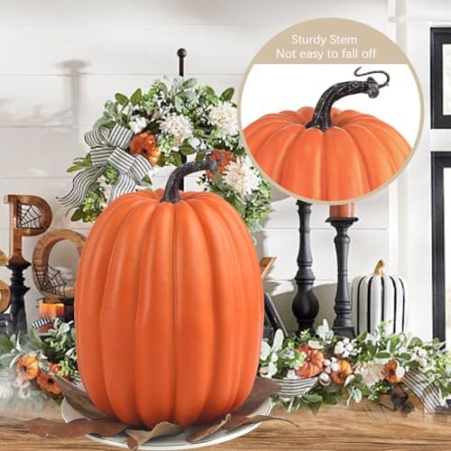 Artmag 8 Inch Artificial Pumpkins 2PCS Fall Decor