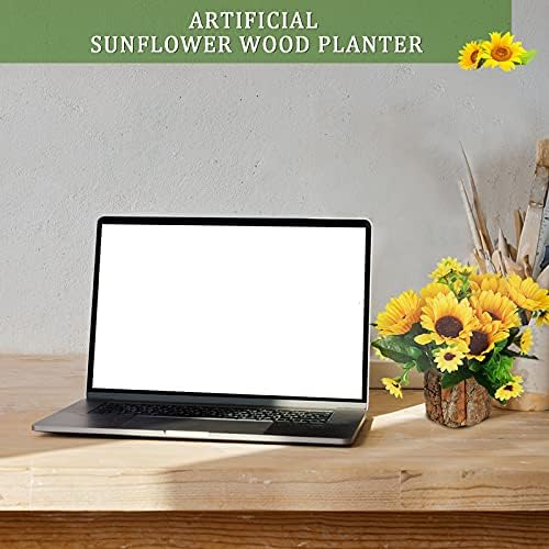 Lilithye Artificial Silk Sunflower Flower Vase Set of 2