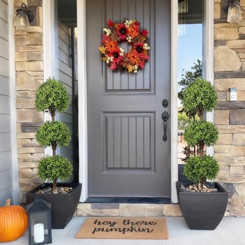 THE BLOOM TIMES 55 Inch Artificial Boxwood Topiary Set of 2