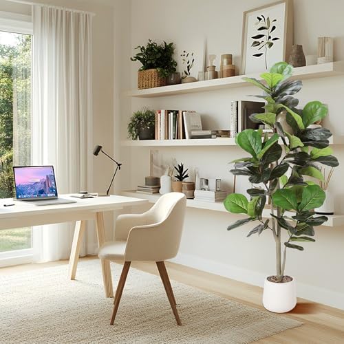 5ft Artificial Fiddle Leaf Fig Tree with White Planter