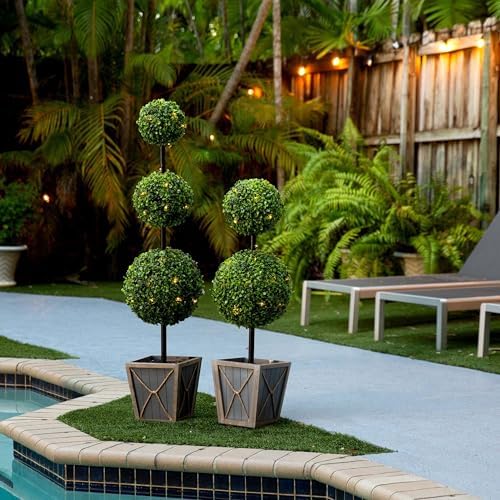 Nearly Natural 45 Inch UV Resistant Artificial Topiary with LED Lights