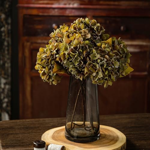 TOPIA Silk Dried Hydrangea Flowers 6 PCS Green