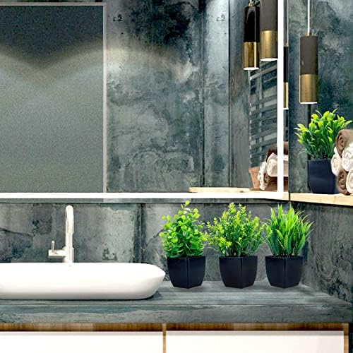 GREENTIME 4 Pack Artificial Eucalyptus Plants in Black Pots
