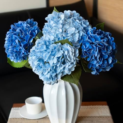 3PCS 22 Inch Realistic Artificial Hydrangea Flowers Blue