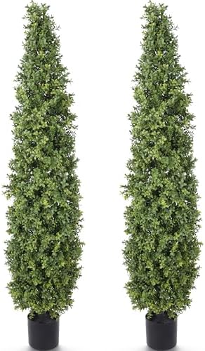 Artificial Boxwood Topiary Tree 5FT Fake Topiary Potted Plant 2Pack