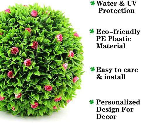 Sunnyglade Artificial Topiary Ball Set Pink 15 inch 2 PCS