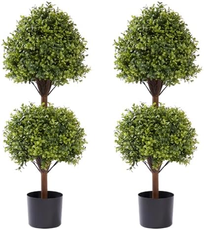 THE BLOOM TIMES Artificial Boxwood Topiary Set of 2