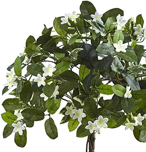 Nearly Natural 3ft Stephanotis Topiary with Planter