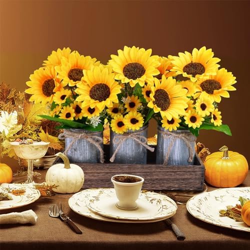 Winlyn 3 Piece Artificial Sunflower Farmhouse Decor Set