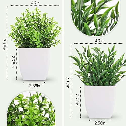 Der Rose 2 Pack Artificial Plants Mini Greenery Potted Decor