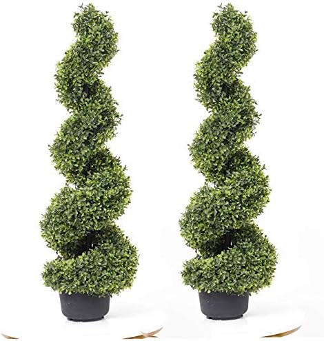 35 Inch Artificial Boxwood Topiary Tree Set of 2