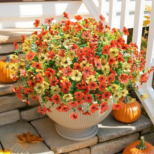 HyeFlora Artificial Fall Flowers Faux Mums Plants