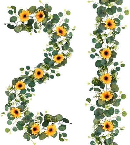 Uieke 2 Pack Artificial Sunflower Garland 6ft