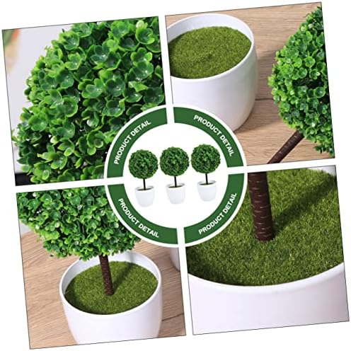 3Pcs Artificial Cherry Ball Bonsai for Home Office Decor