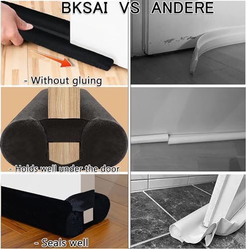 BKSAI Door Draft Stopper for 29-35 Inch Doors Black