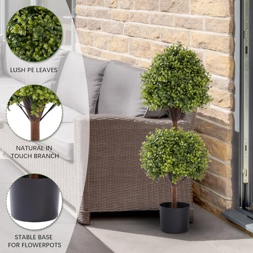 THE BLOOM TIMES Artificial Boxwood Topiary Set of 2