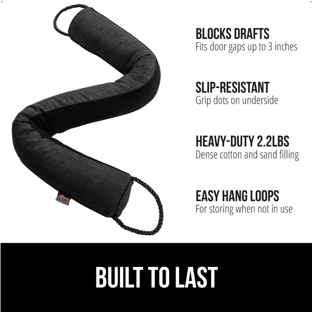 GORILLA GRIP Door Draft Stopper 36 Inch Black