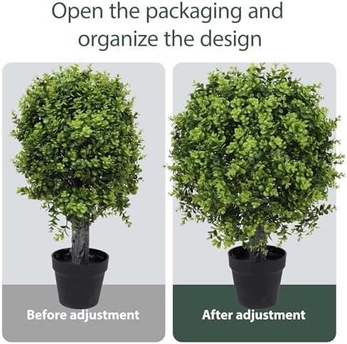 22 Inch Artificial Boxwood Topiary Tree 2 Pack