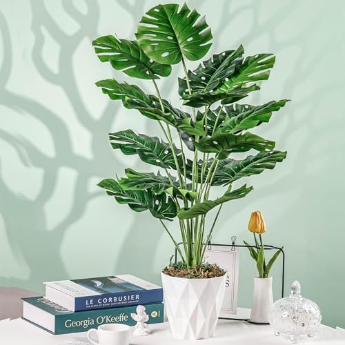 Der Rose 28 Inch Artificial Monstera Plant with White Pot