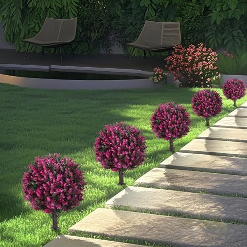 Grooy Artificial Topiary Tree Set of 2 with Pink Eucalyptus
