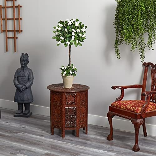Nearly Natural 3ft Stephanotis Topiary with Planter