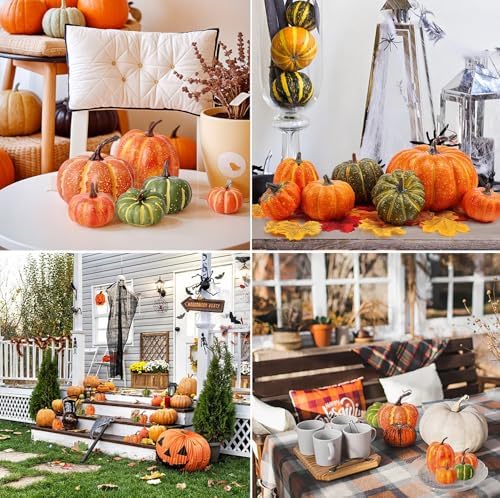 FUTUREPLUSX 38 Piece Artificial Pumpkin Set for Fall Decor