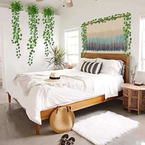 CQURE 14 Pack Artificial Ivy Garland 98 Ft UV Resistant Leaves