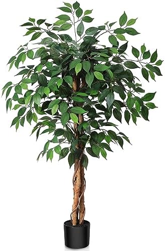 4ft Artificial Ficus Tree with Real Wood Trunk