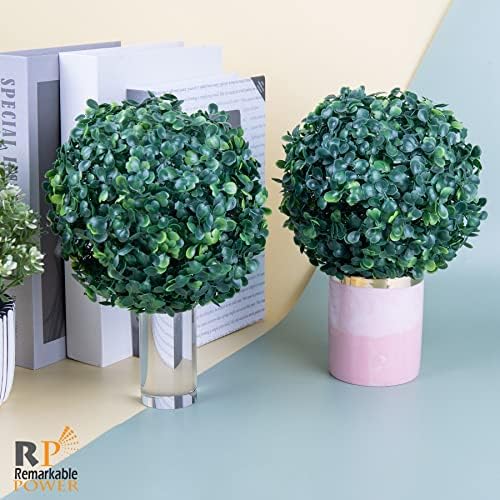 RP Remarkable Power 4 Pack 7 Inch Artificial Topiary Plant Ball Boxwood