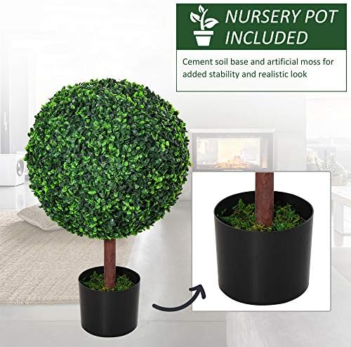 Outsunny 235 Artificial Boxwood Topiary Ball Tree