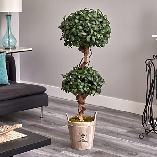 Nearly Natural 45ft Sweet Bay Double Topiary Artificial Tree