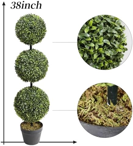 Momoplant 37 Inch Artificial Topiary Ball Tree Set of 2
