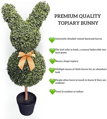 2 Pcs Artificial Bunny Topiary Trees with Planter Pots