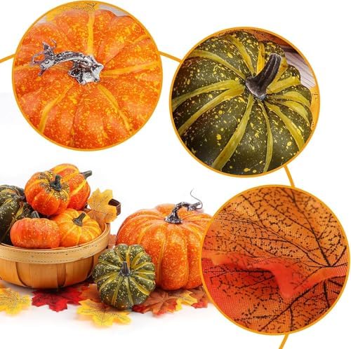 FUTUREPLUSX 38 Piece Artificial Pumpkin Set for Fall Decor