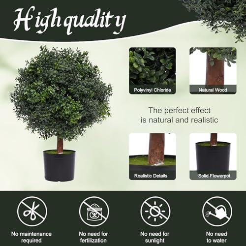 Silk Tree Warehouse Boxwood Topiary Plant 2 Foot