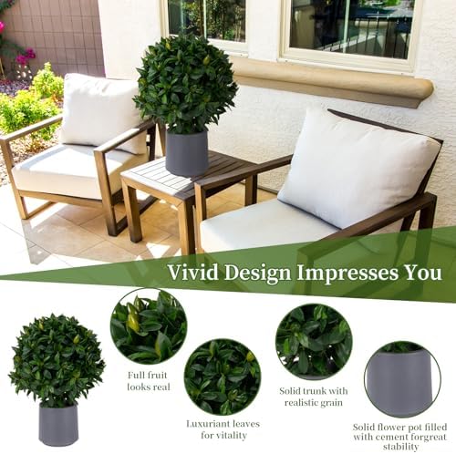 Lifelike Artificial Topiary Ball Set of 2 with Fruits
