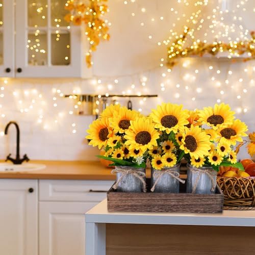 Winlyn 3 Piece Artificial Sunflower Farmhouse Decor Set
