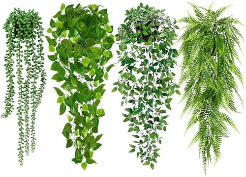 4 Pack Artificial Hanging Plants for Home Decor