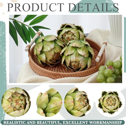 Timgle 4 Pcs Green Artificial Artichokes for Decorations
